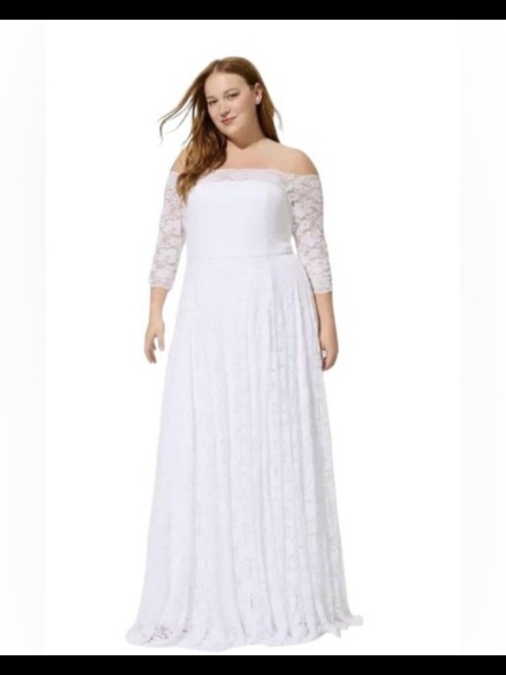 Torrid White Off-Shoulder Lace A-Line Bridal Gown